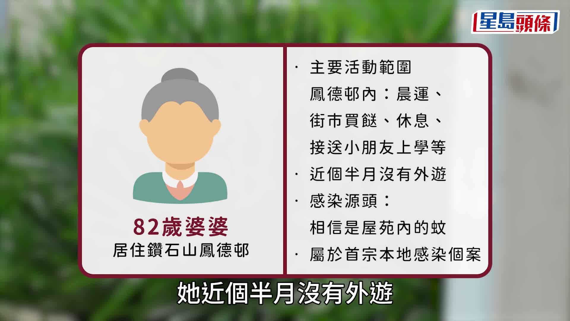 基孔肯雅熱．首宗本地個案︱82歲婆婆住鳳德邨 料屋苑內被蚊叮 逾萬人有感染風險