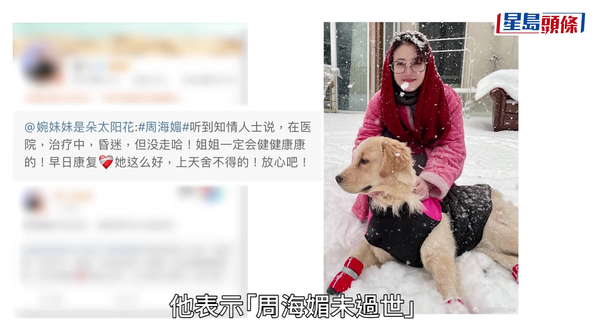 周海媚遭瘋傳死訊丨陳勳奇證周海媚身在醫院接受治療：有望恢復健康