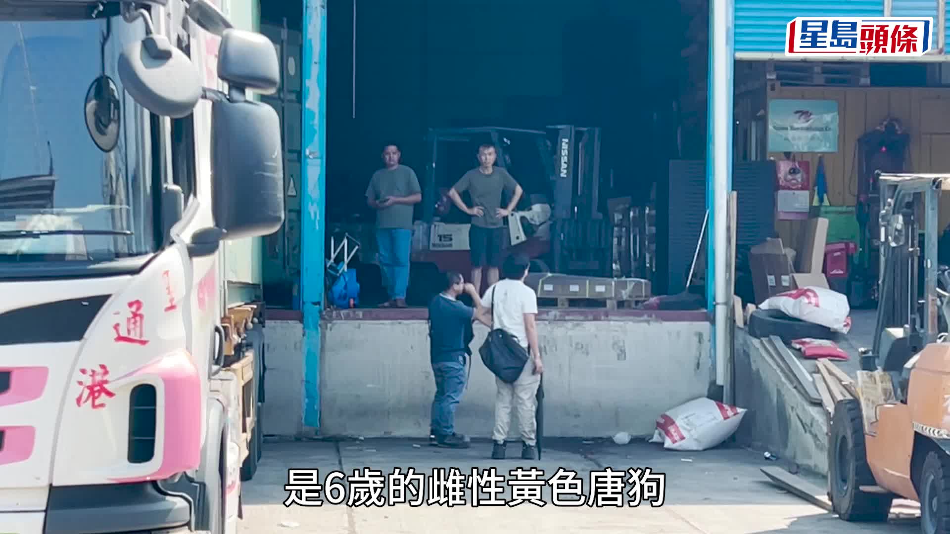 元朗壆围西路一货仓内，一名仓务员遭饲养的狗只咬伤送院。杨伟亨摄