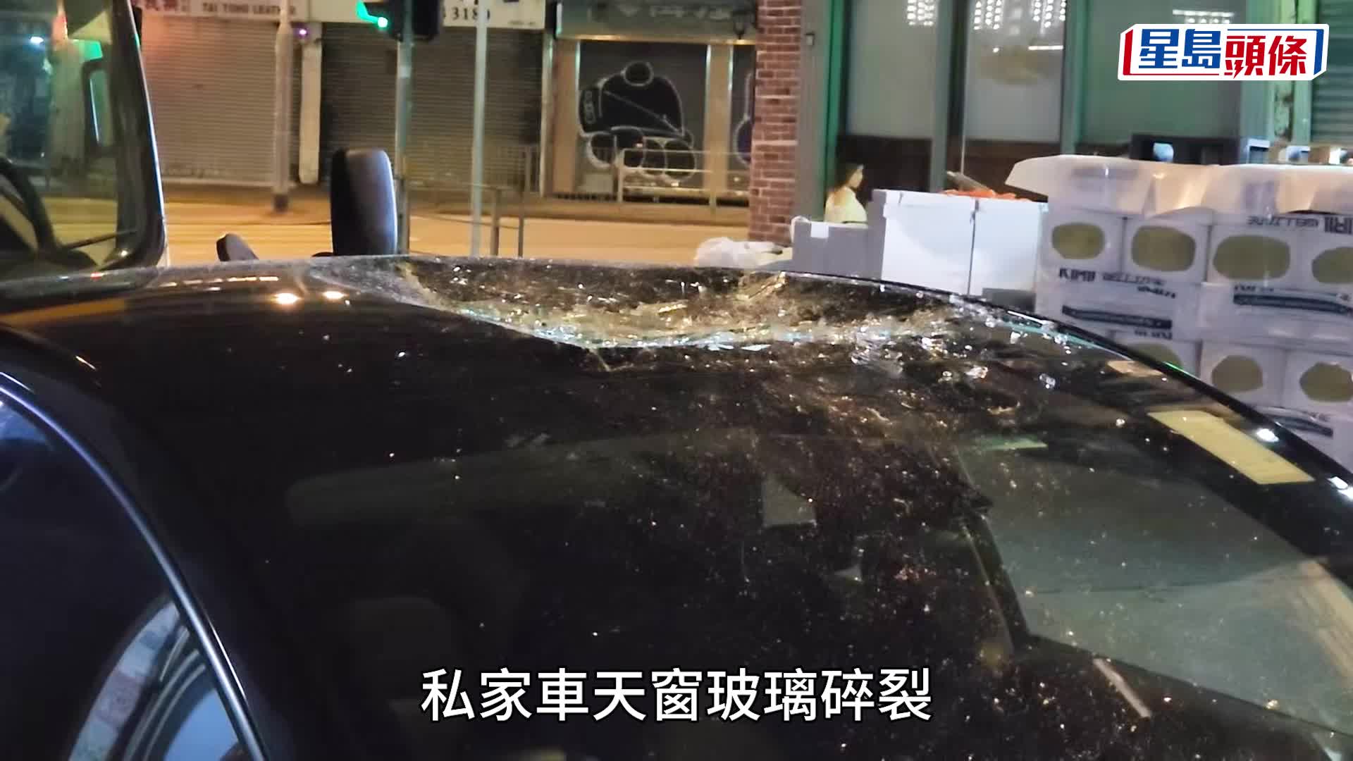 太子唐樓天降鋁窗 Tesla天窗遭粉碎 警拘一女子