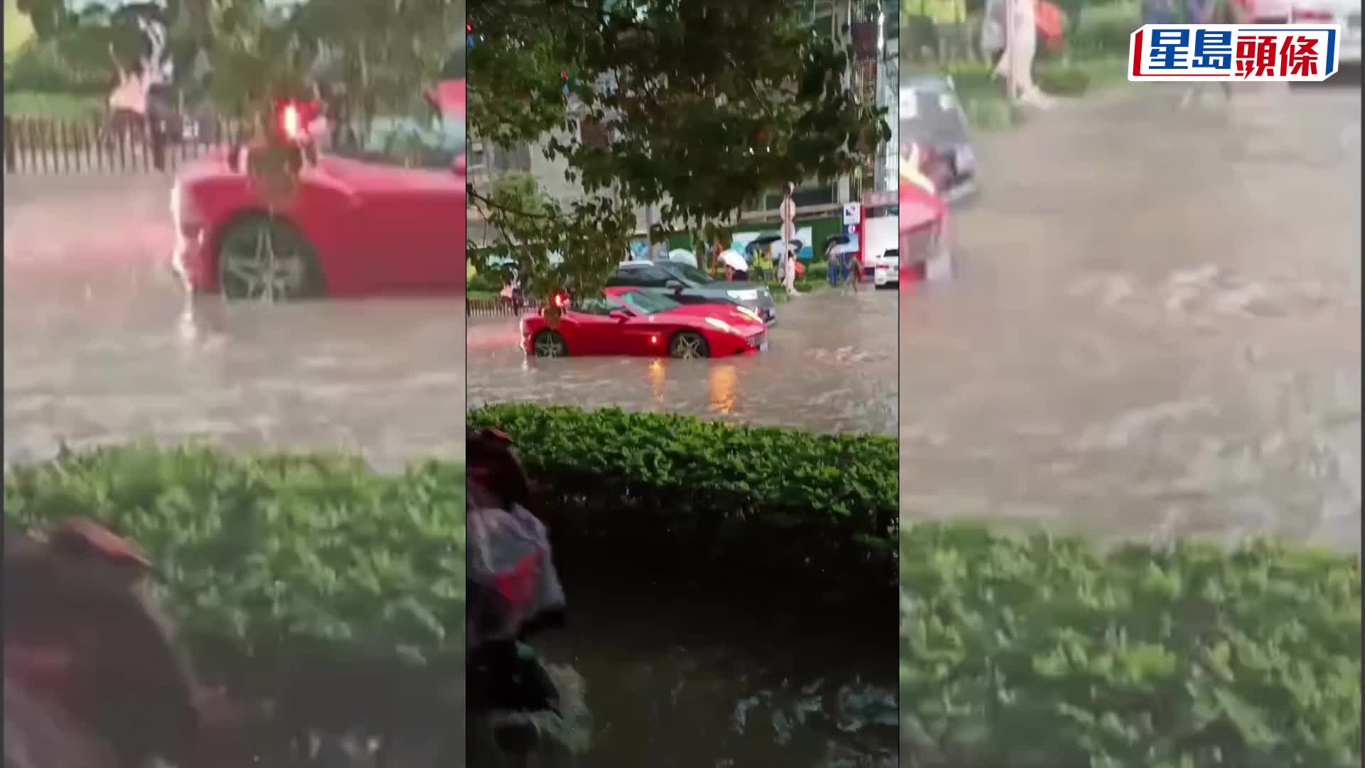 暴雨之下上海超级塞车。 微博