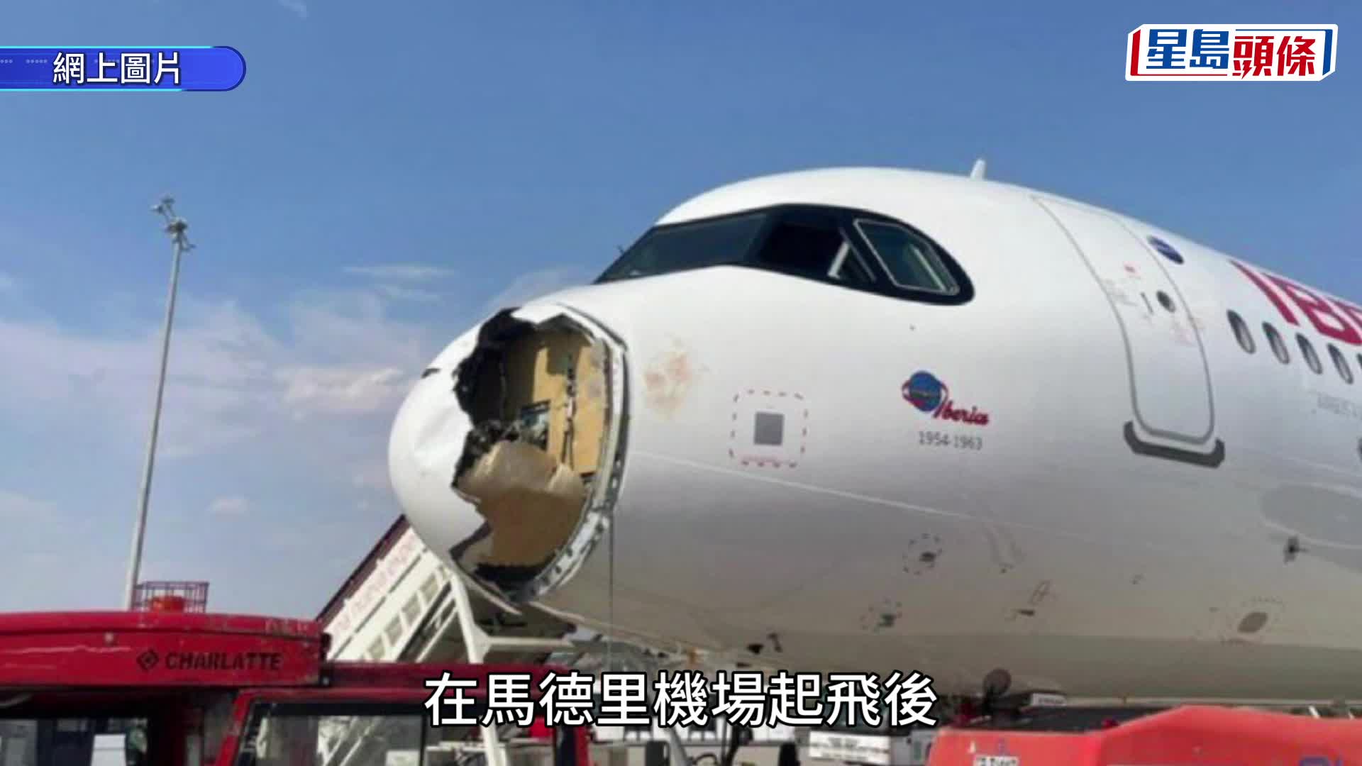 九霄驚魂 | 西班牙客機高空遭鳥擊 機頭撞出大洞冒煙 乘客恐慌急扯氧氣罩