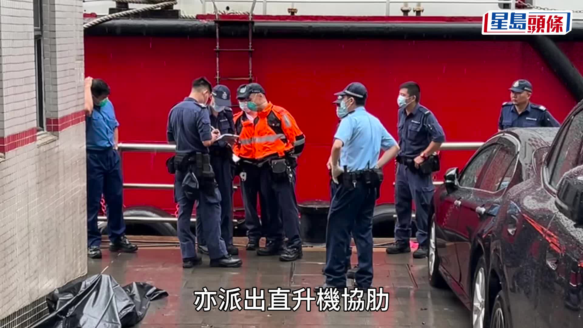 青衣貨櫃碼頭海面有人漂浮 消防撈起遺體送滅火輪碼頭