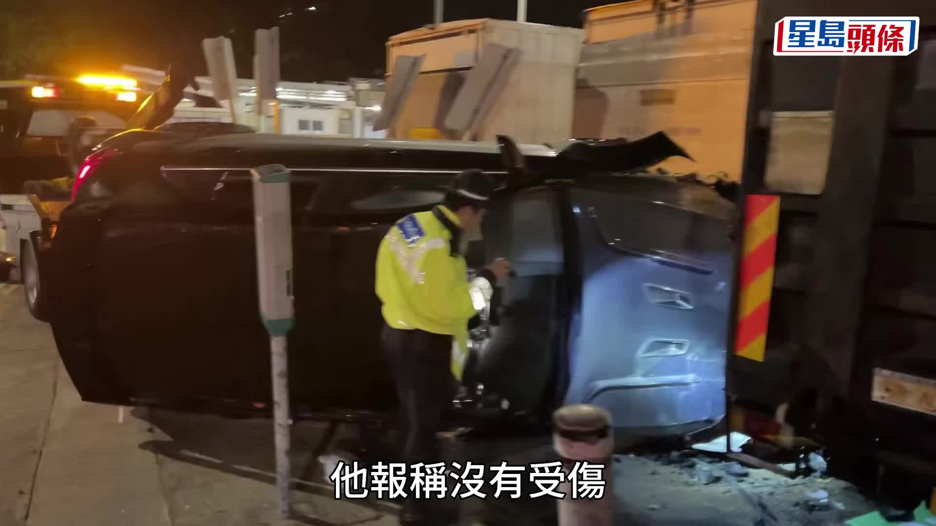 沙田私家车失控撼路牌翻侧 男司机吹波逾百度 赶赴女友寓所箍煲失事