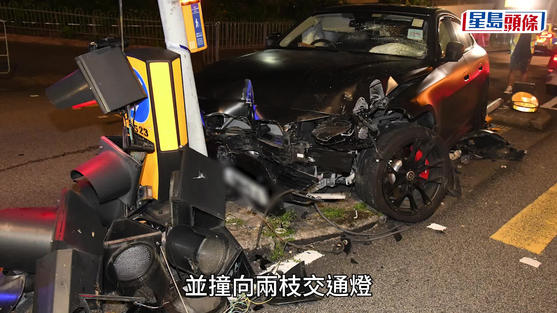何文田寶馬自炒撞毀兩交通燈柱 男司機涉醉駕被捕