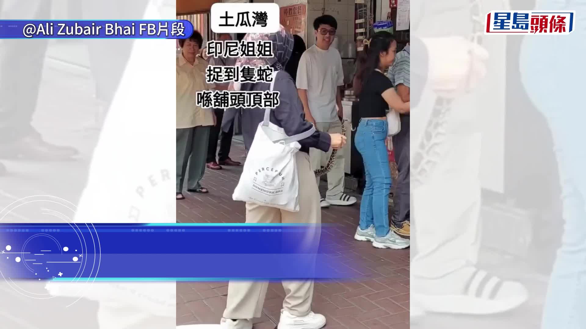 有片｜土瓜灣簷篷驚現蛇蹤 淡定印傭15秒徒手活捉 網民狂讚：勁過99.9%香港人