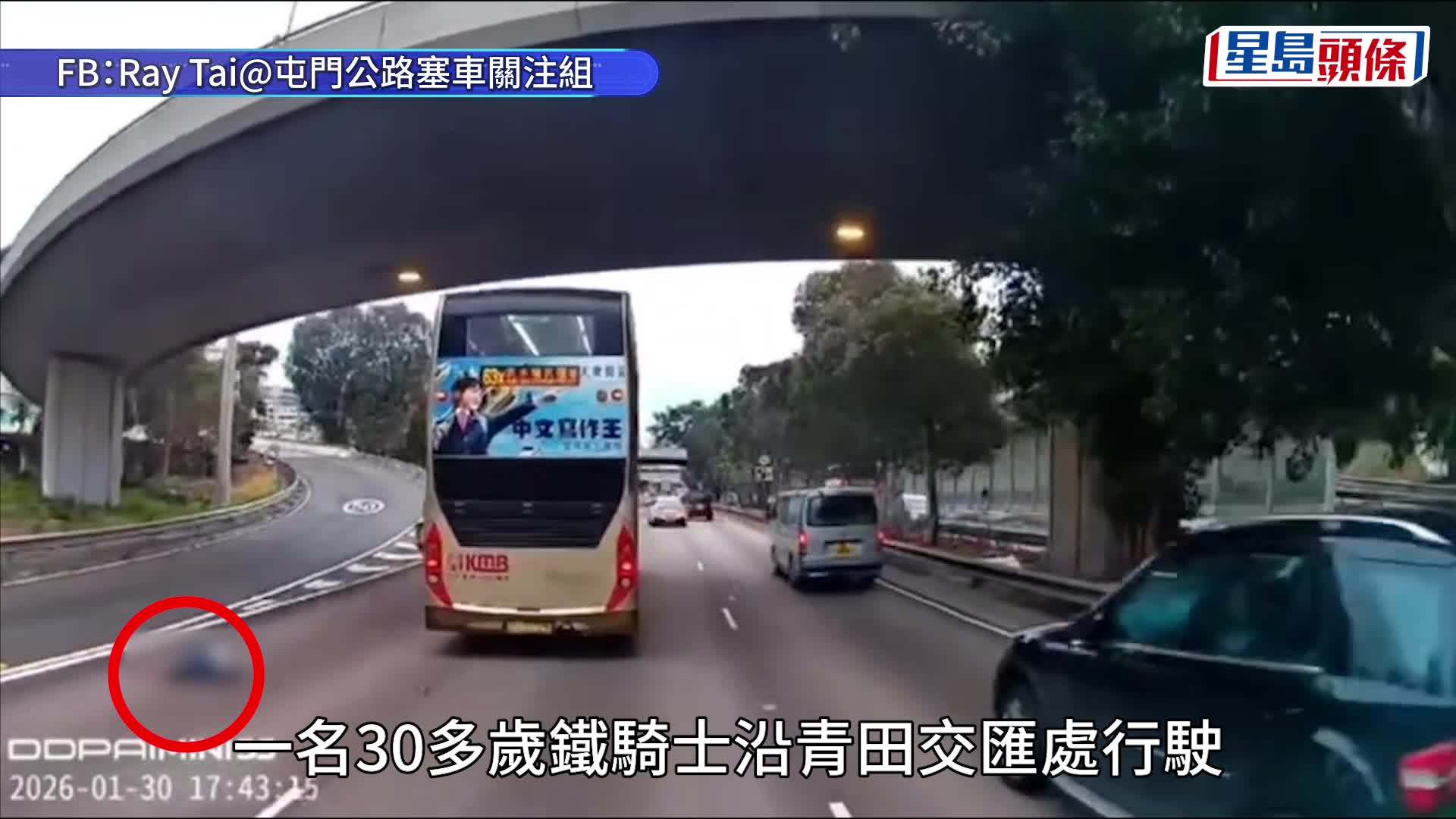 屯門公路鐵騎士浴血倒臥馬路 疑失事飛墮橋底送院不治