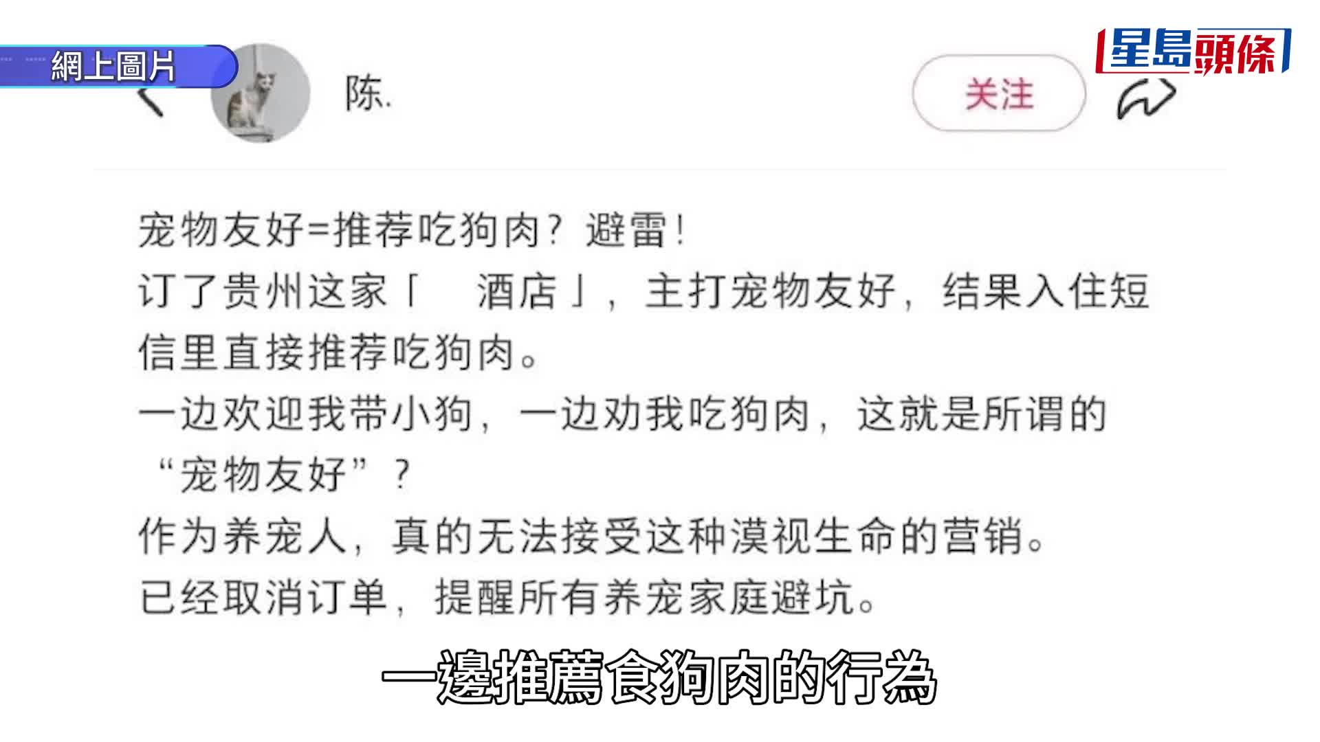 游客订贵州「宠物友好」酒店即收狗肉推介  县文旅局：当地有「狗肉一条街」